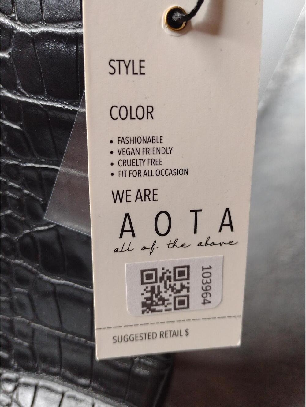 NWT AOTA Women's Black/Vegan Leather Purse - Picture 3 of 7